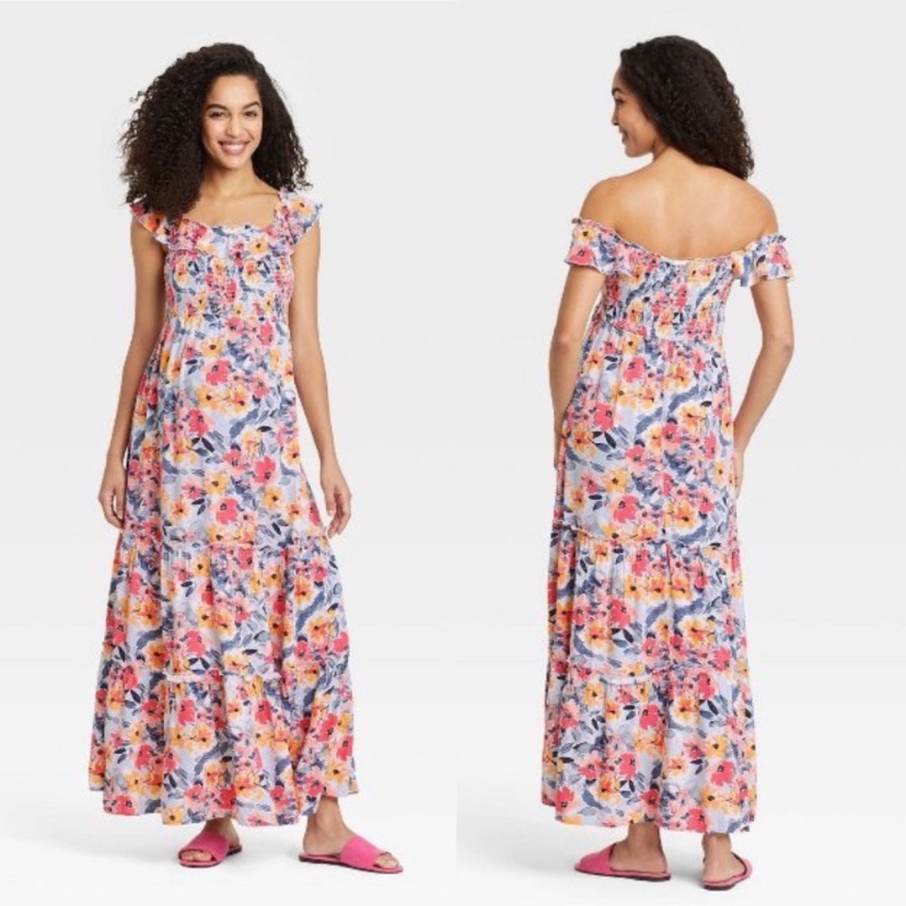 Isabel Maternity Floral Maxi Dress
